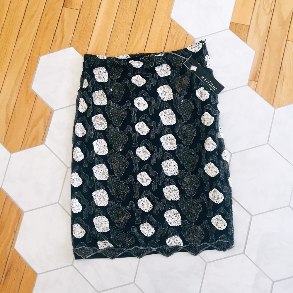 Sequined black and white skirt